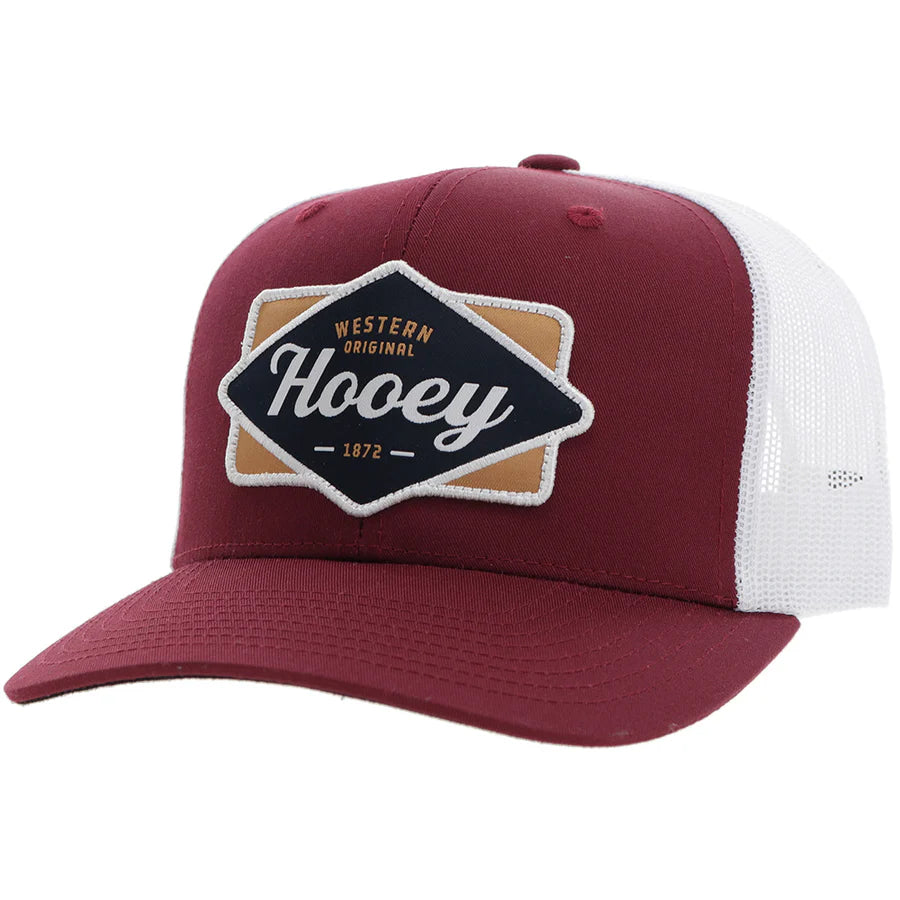 Hooey "Diamond" Red and White Cap with Black and Tan Patch 2422T-RDWH - Crazy House Western Wear