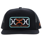 Men's Hooey "Loop" Hat Black with Turquoise & Orange Rectangle Patch 2559T-BK - Crazy House Western Wear