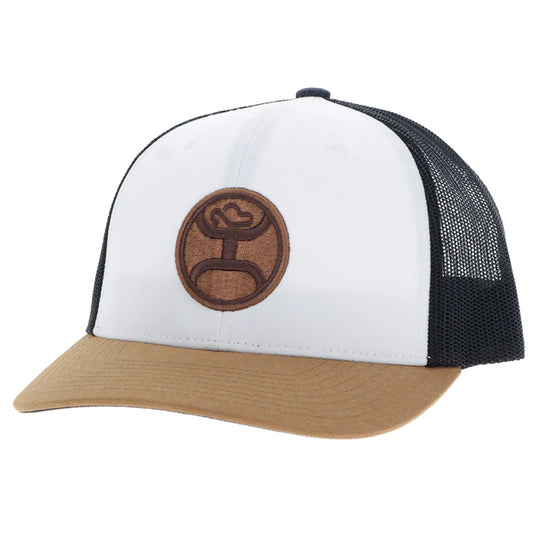 Men's Hooey "Primo" Hat White, Black with Brown Circle Patch 2546T-WHBK - Crazy House Western Wear