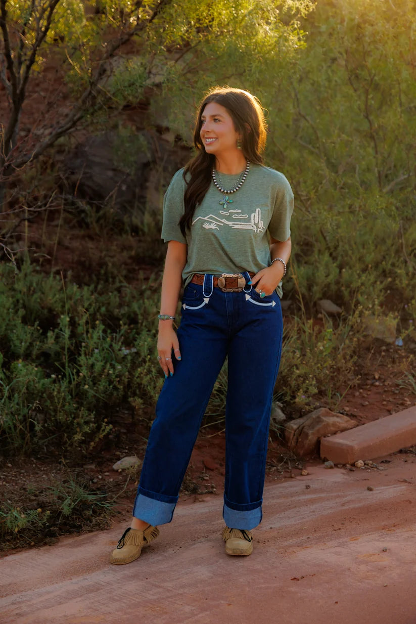 Howdy Hanny Women's Dark Wash Smiley Denim Jeans 