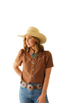 Howdy Hanny Women's Short Sleeve Pearl Snap Shirt