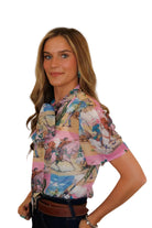 Howdy Hanny Women's Pink Out West Square Tie Top 