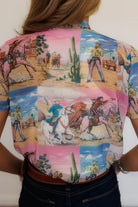 Howdy Hanny Women's Pink Out West Square Tie Top 