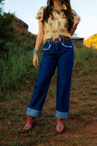 Howdy Hanny Women's Dark Wash Smiley Denim Jeans 