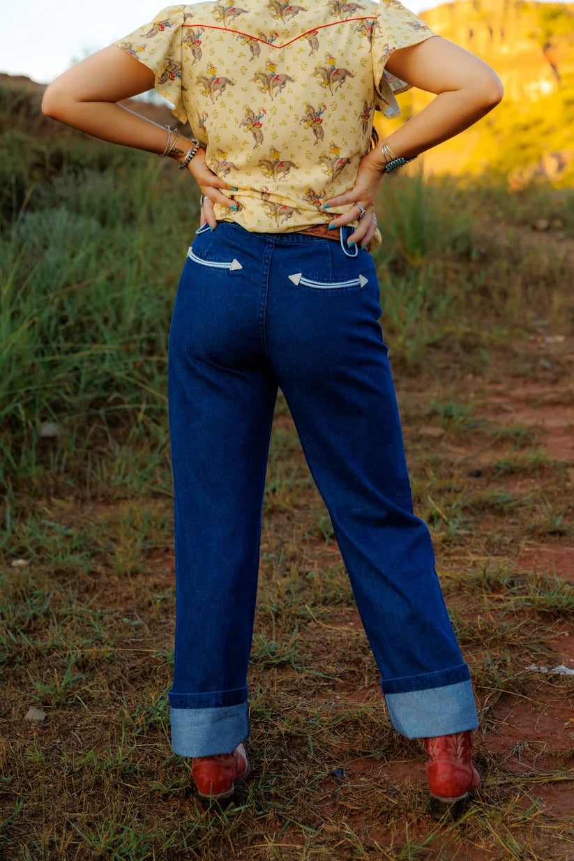 Howdy Hanny Women's Dark Wash Smiley Denim Jeans 