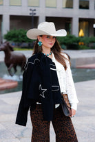 Howdy Hanny Women's Black Star Cropped Blazer 