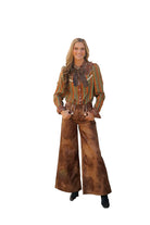 Howdy Hanny Women's Brown Leather Smiley Wide Leg Pants 