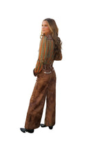 Howdy Hanny Women's Brown Leather Smiley Wide Leg Pants 
