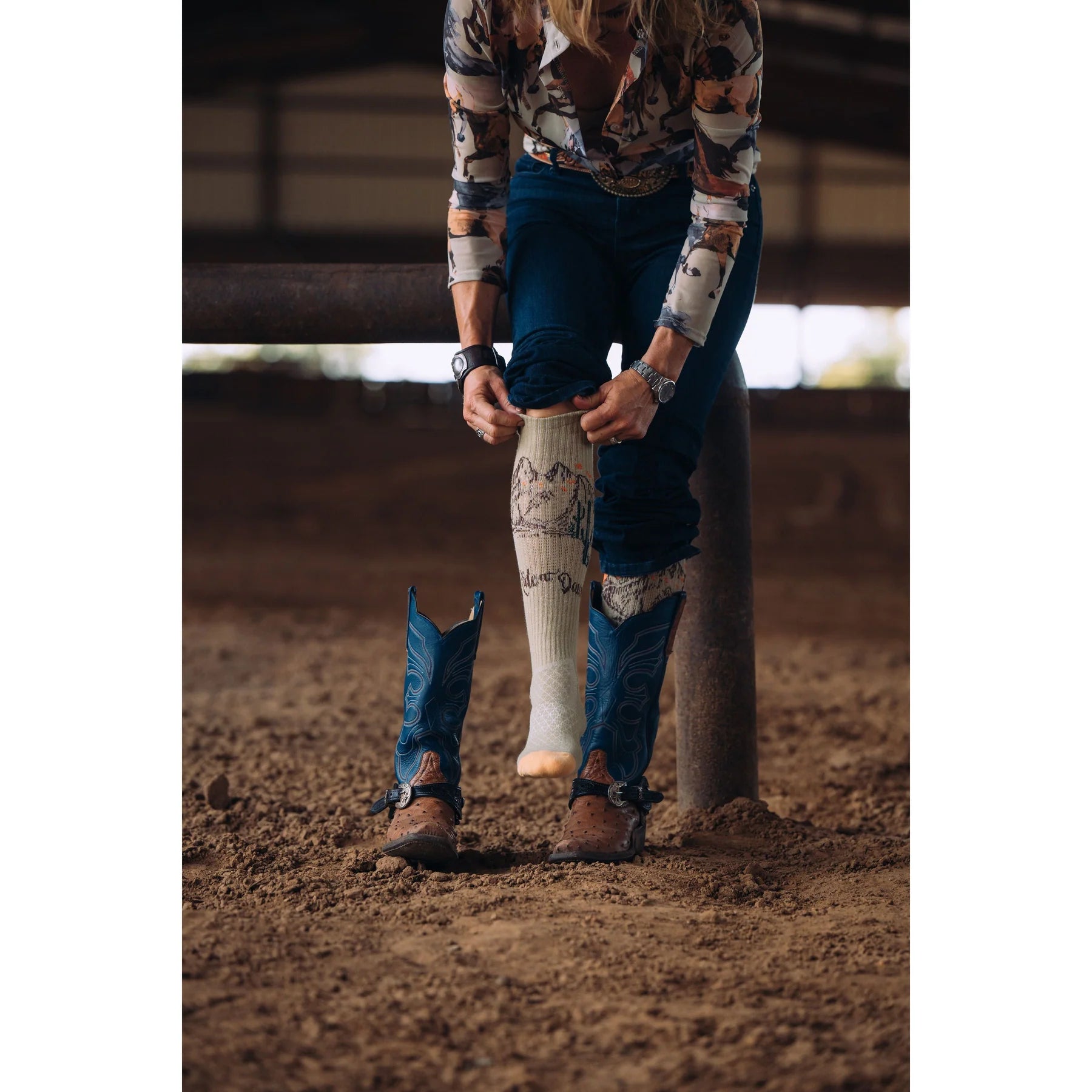 Women's Lucky Chuck We Ride At Dawn Tan Performance Socks LC12-12154