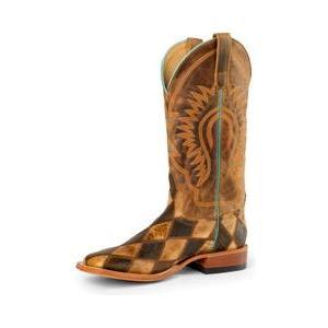 Men's Horsepower Crazy Train Patchwork with 13" Honey Crazyhorse Top HP1053 - Crazy House Western Wear