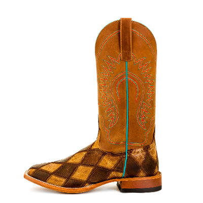 Men's Horsepower Crazy Train Patchwork with 13" Honey Crazyhorse Top HP1053 - Crazy House Western Wear