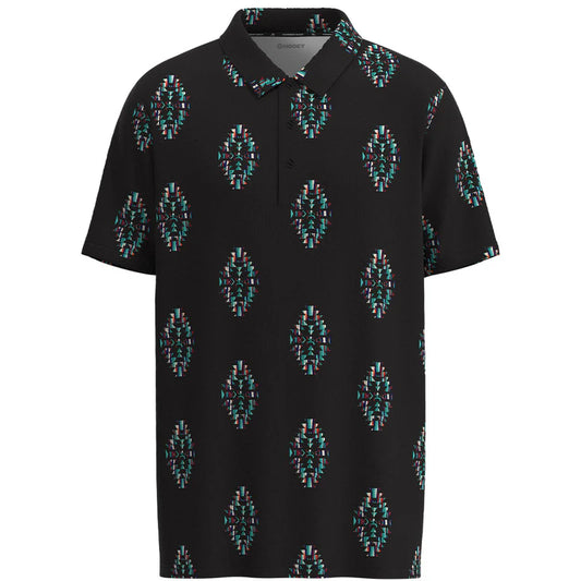 Boy's Hooey "The Weekender" Black with Turquoise Aztec Polo HP034BKAZ-Y - Crazy House Western Wear