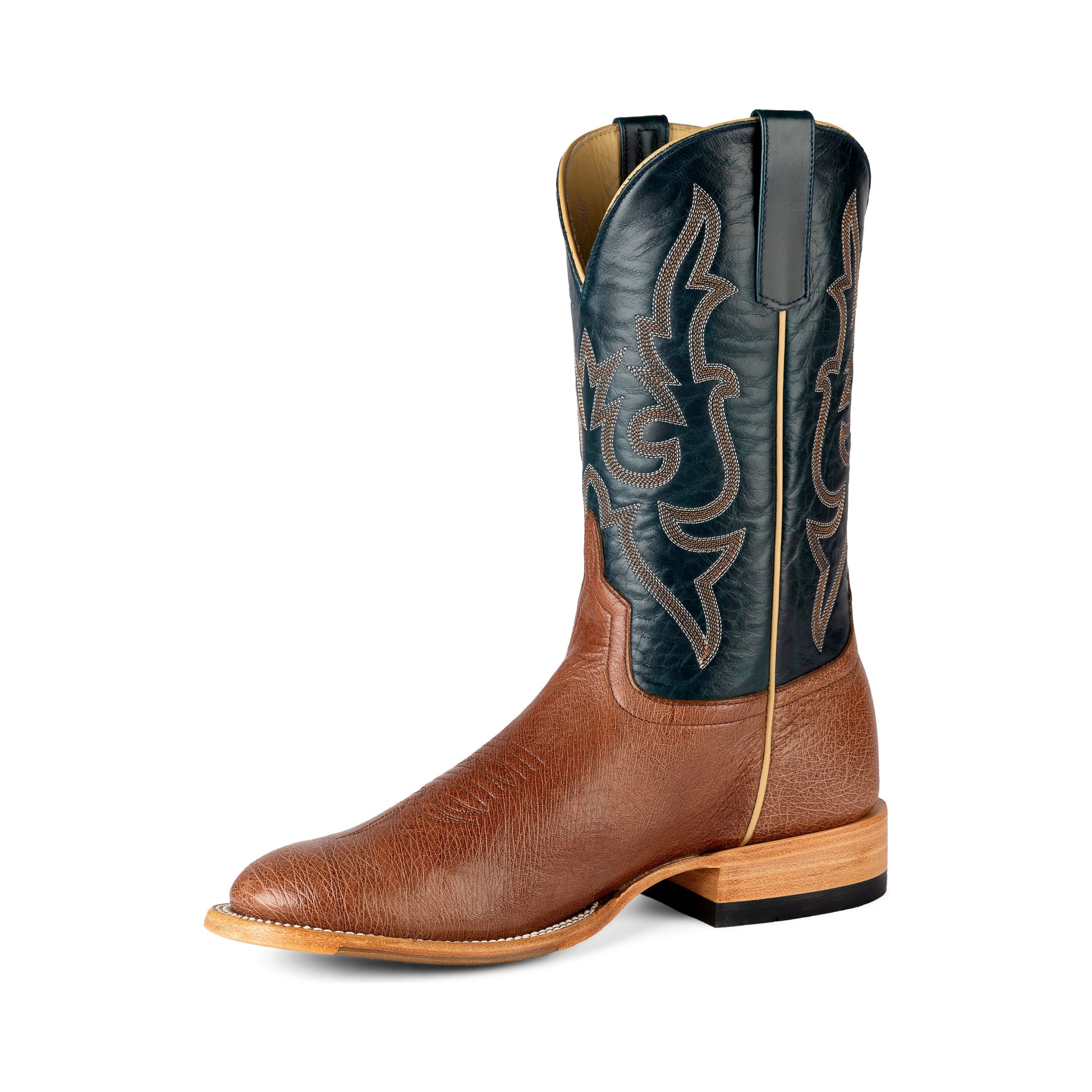 Top Hand Rum Brown Smooth Quill Ostrich with Navy Top - Crazy House Western Wear