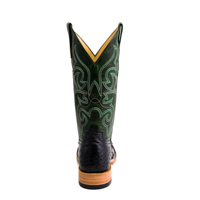 Men's Top Hand Black Full Quill Ostrich with 13" Emerald Explosion Top HP8004 - Crazy House Western Wear