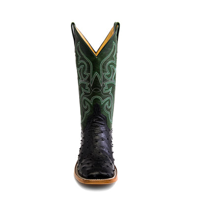 Men's Top Hand Black Full Quill Ostrich with 13" Emerald Explosion Top HP8004 - Crazy House Western Wear