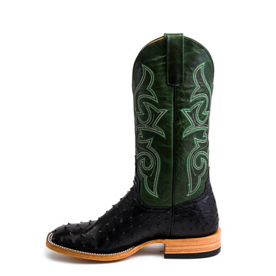 Men's Top Hand Black Full Quill Ostrich with 13" Emerald Explosion Top HP8004 - Crazy House Western Wear