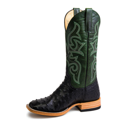 Men's Top Hand Black Full Quill Ostrich with 13" Emerald Explosion Top HP8004 - Crazy House Western Wear