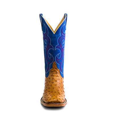 Men's Top Hand Antique Saddle Full Quill Ostrich with 13" Blue Sinsation Top HP8005 - Crazy House Western Wear