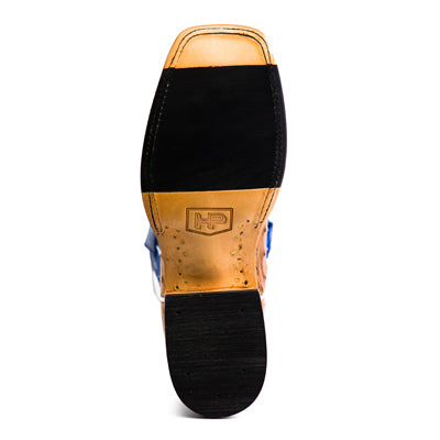 Men's Top Hand Antique Saddle Full Quill Ostrich with 13" Blue Sinsation Top HP8005 - Crazy House Western Wear