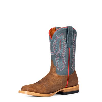 Boy's Horse Power Tobacco Old Suede and Blue Oklahoma Boots HPK8079 - Crazy House Western Wear