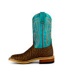 Men's Horsepower Cognac Elephant print with 12" Turquoise Barcelona Top HPW2502 - Crazy House Western Wear