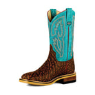 Men's Horsepower Cognac Elephant print with 12" Turquoise Barcelona Top HPW2502 - Crazy House Western Wear