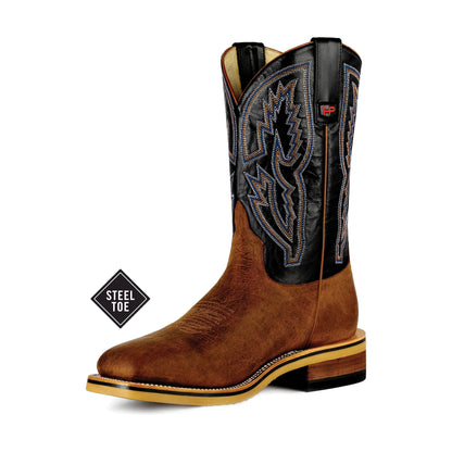 Men's Horsepower Distressed Bison Steel Toe Boot 12" HPW2505 - Crazy House Western Wear