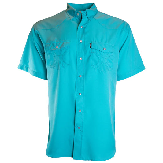 Boy's Hooey "Sol" Blue Short Sleeve Pearl Snap Shirt HT1760BL-Y
