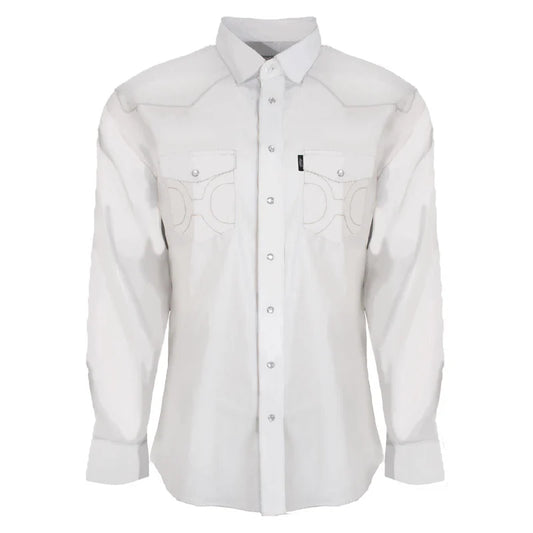 Men's Hooey "Dos Sol" Long Sleeve Pearl Snap Shirt HT1762WH - Crazy House Western Wear