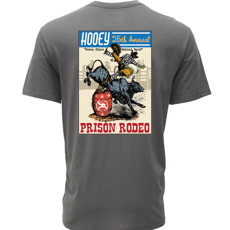Men's Hooey "Prison Rodeo" Gray T-shirt with Multi Color Rodeo Graphic HT1893DKGY