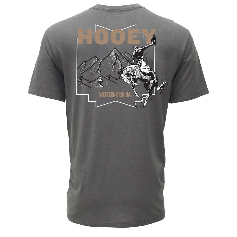 Men's Hooey "Briggs" T-shirt Gray with White & Brown Logo HT1910GY