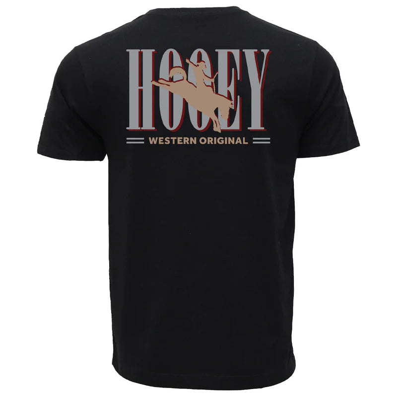 Men's Hooey "Wild Ride" Black T-shirt with Tan and Gray Hooey Logo HT1911BK