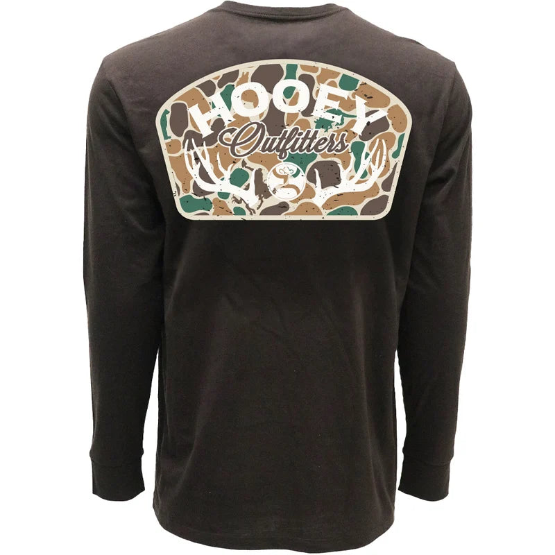 Hooey's Boy's Dark Brown Outfitters Long Sleeve T-shirt HT2615DKBR-Y