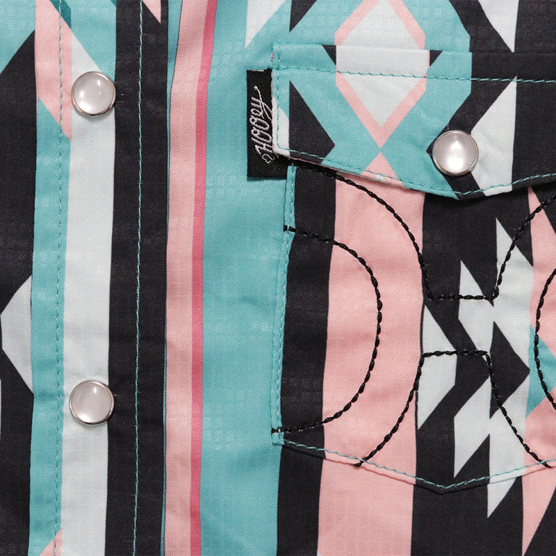 Girl's Hooey "Sol" Long sleeve Pearl Snap Multicolor Aztec Shirt HT2617AZBK-Y