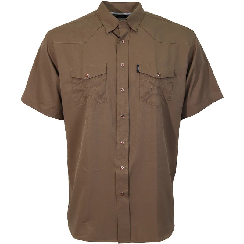 Men's Hooey "Sol" Brown Short Sleeve Pearl Snap Shirt HT2620BR