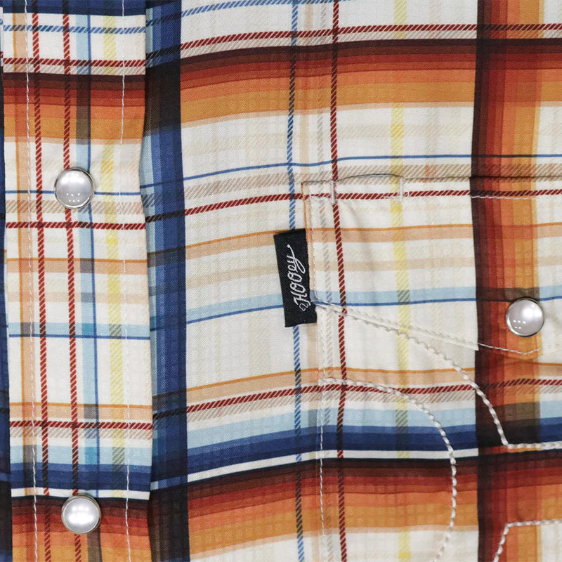 Men's Hooey "Sol" Short Sleeve Pearl Snap Cream Plaid Shirt HT2621CRPR