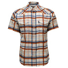 Men's Hooey "Sol" Short Sleeve Pearl Snap Cream Plaid Shirt HT2621CRPR