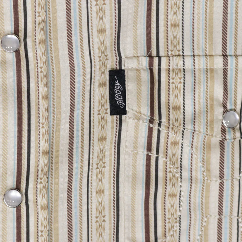 Men's Hooey "Sol" Short Sleeve Pearl Snap Shirt Cream Striped HT2621CRST