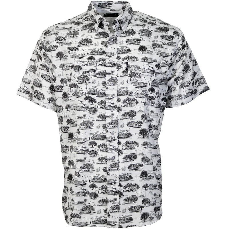 Men's Hooey "Sol" Short Sleeve Pearl Snap White Dance Hall Shirt HT2621WHP