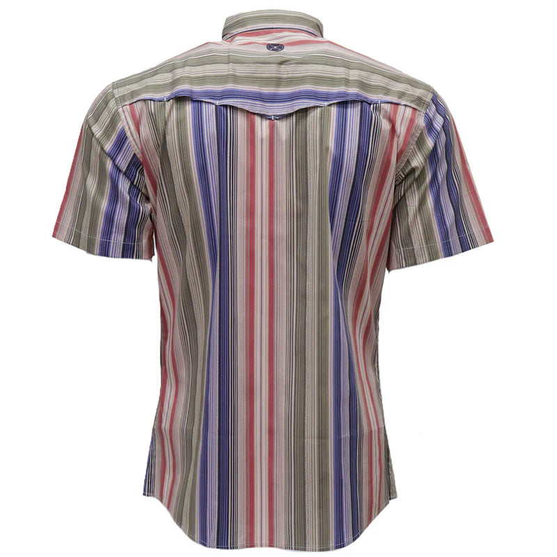 Men's Hooey "Maverick" Short Sleeve Button Up Multicolor Striped Shirt HT2624TNST