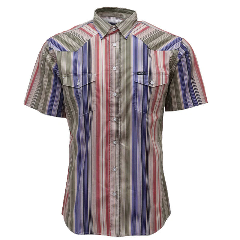 Men's Hooey "Maverick" Short Sleeve Button Up Multicolor Striped Shirt HT2624TNST