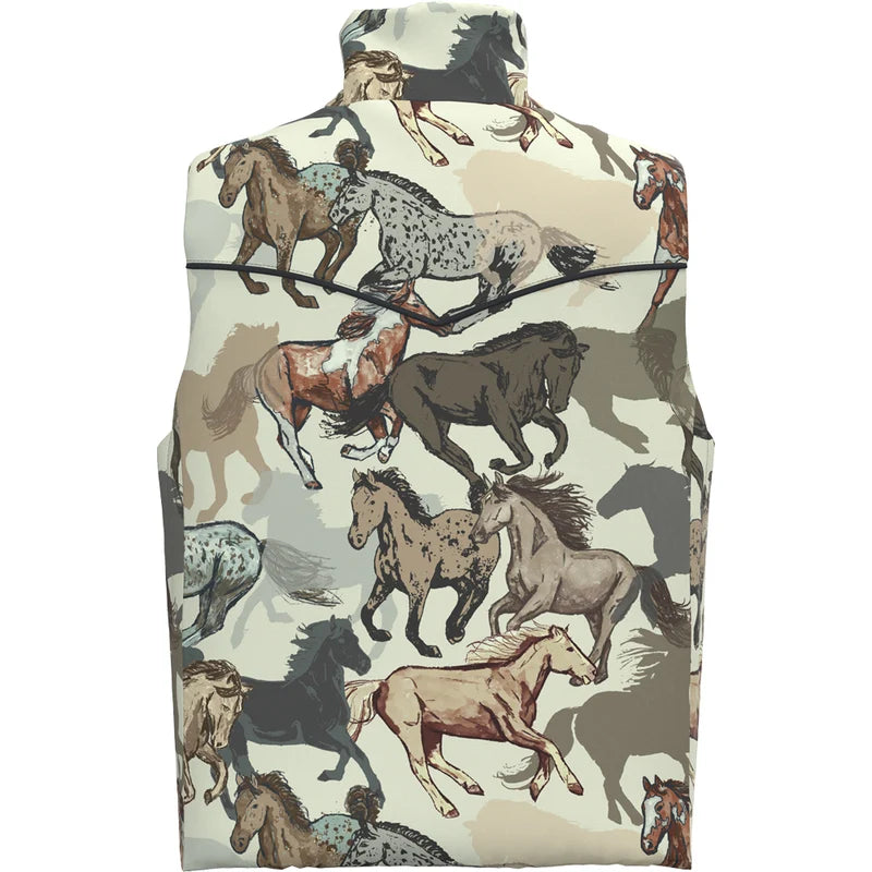 Girl Hooey's Charcoal/Horse Print Cassidy Reversible Puffer Vest HV2603DKCH-Y