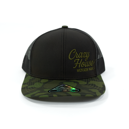 Crazy House Black and Camo Mesh Snapback Cap
