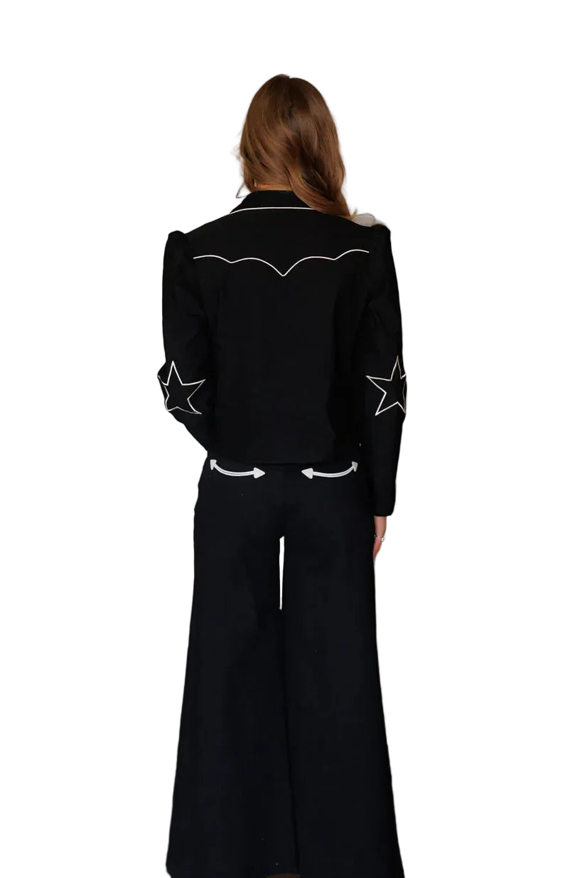 Howdy Hanny Women's Black Star Cropped Blazer 