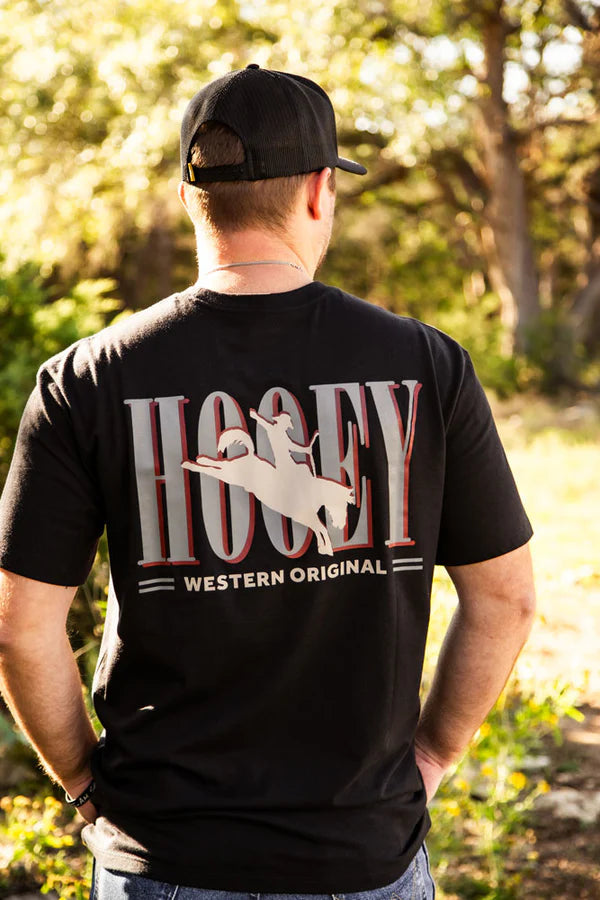 Men's Hooey "Wild Ride" Black T-shirt with Tan and Gray Hooey Logo HT1911BK