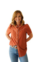 Howdy Hanny Women's Short Sleeve Pearl Snap Shirt
