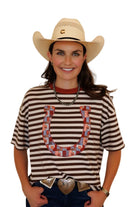Howdy Hanny Women's Short Sleeve Quilted Horseshoe T-shirt 