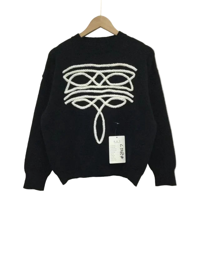 Girl's Youth Twisted Filly Black and White Boot Stitched Sweater 