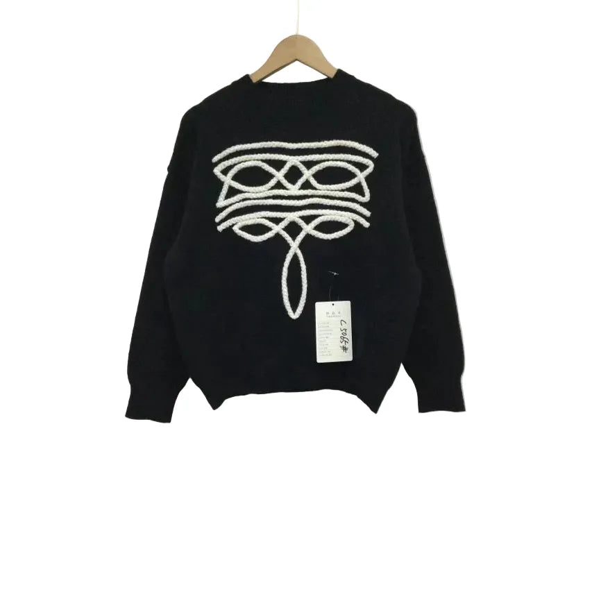 Girl's Youth Twisted Filly Black and White Boot Stitched Sweater 