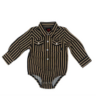 Boy's Infant Long Sleeve Black and Tan Snap Onesie 